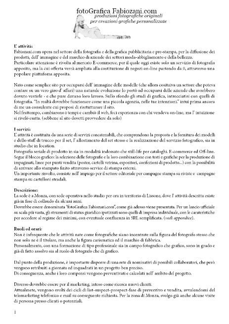 impaginazione business plan, con lungo testo e box concatenati